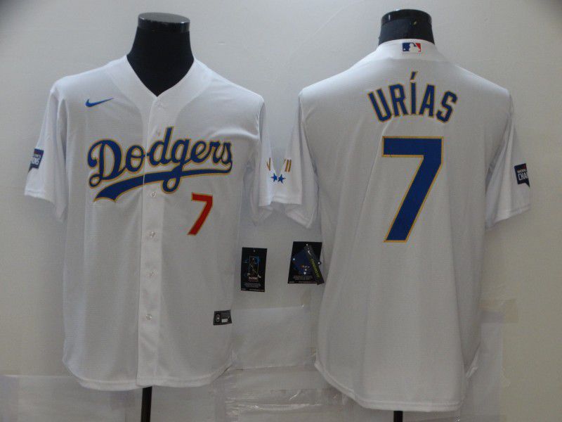 Men Los Angeles Dodgers #7 Urias White Game 2021 Nike MLB Jersey1